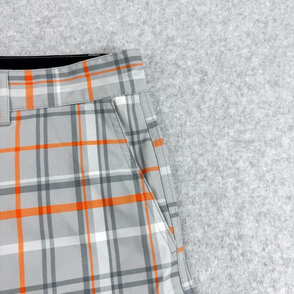 Op Shorts Mens 38 Gray Plaid Microfiber Chino OPFLEX 4 Way Stretch Beach 40x6